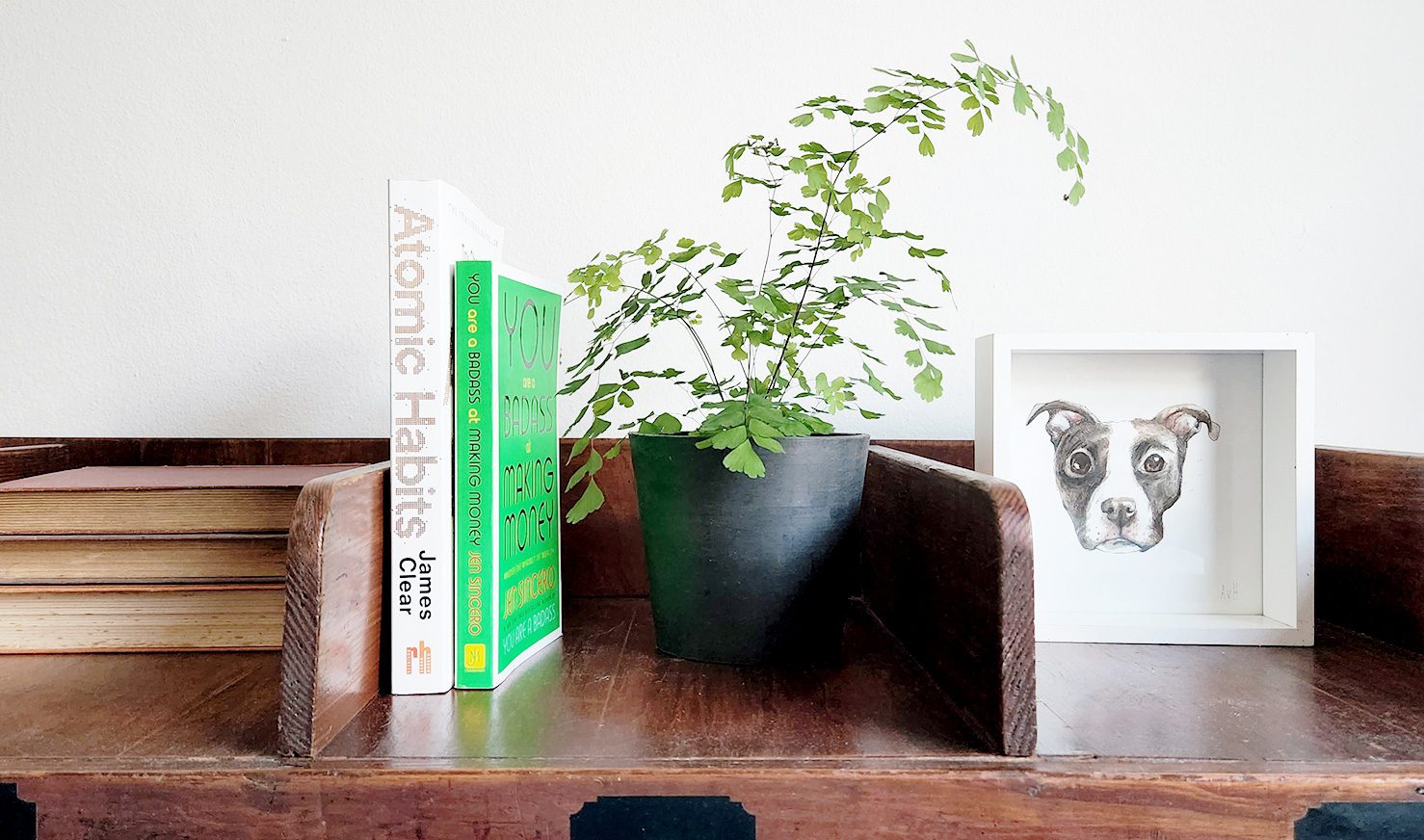 Book Shelf with Motivational books on