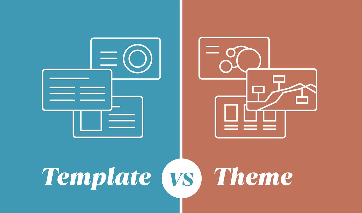cover of blogpost for a post explaining about ppt templates vs themes and what the difference is